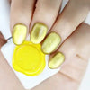 Vibrant, iridescent cateye gel nail art in a range of captivating yellow and green hues, reflecting the dynamic "Cooing Prism Collection" from the SHOW ME KOREA brand. The saturated, shimmering tones create a visually striking and mesmerizing nail design, perfect for showcasing a bold, rainbow-inspired nail art look.