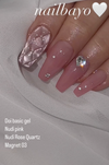 Nailbayo DOI Magnet Gel #3 - 10ml: Elegant pink and rose quartz nails with a magnetic effect, showcasing the brand's high-quality Korean nail products and innovative Magnet Gel technology.