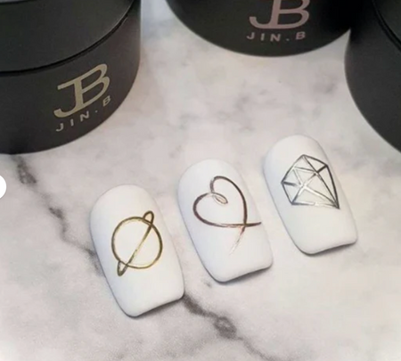 Elegant JIN.B Ivy Metal Liner Gold products - featuring gold, silver, and rose gold metallic nail art liners in a sleek, modern bottle design with a convenient attached brush for precise, high-pigment application and long-lasting hold, perfect for intricate nail designs.