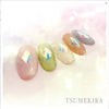 Decorative diamond-shaped Aurora film stickers in various pastel colors, featuring the Tsumekira brand name, ideal for adding eye-catching accents and details to nail art, decorations, and more. The stickers come in a versatile size of 88mm x 150mm, with a sheet size of 88mm x 120mm, allowing for customizable and creative applications.