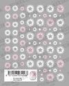 Elegant floral pattern featuring delicate pink and white sakura blossoms arranged in a repeating design, showcasing the Tsumekira AIRY CHEEK SAKURA nail art sheet. This intricate, airbrushed effect allows for easy creation of beautiful sakura nail designs without the need for masking tape or an airbrush.