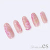 Tsumekira AIRY CHEEK SAKURA ES-ACH-005 product image showcasing beautifully designed, delicate sakura-inspired artificial nails in a soft, pastel color palette, providing an effortless airbrush effect without the need for specialized tools, making nail art accessible and achievable for all.