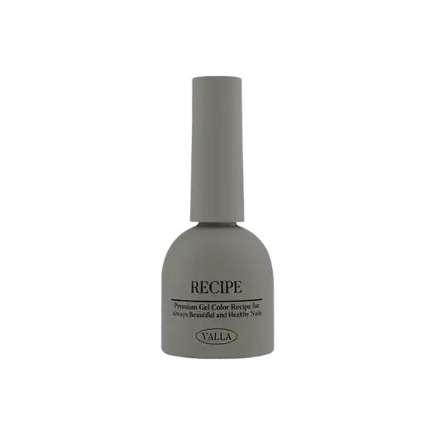 VALLA Recipe premium gel color bottle in soft gray, showcasing elegant design and high-quality packaging for autumn-themed nail polish collection, perfect for creating beautiful and long-lasting manicures with earthy tones