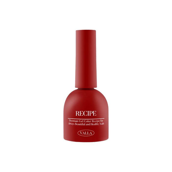 The image appears to show a bottle of Valla Solid 100 Non-Wipe Color Collection (Single Gels) nail polish in a striking red color. The bold, vibrant hue and sleek, minimalist design of the bottle make it an eye-catching product that would appeal to those seeking a high-quality, long-lasting nail polish with a non-wipe finish. The solid color and smooth, vivid application in a single coat showcases the brand's commitment to delivering a premium na