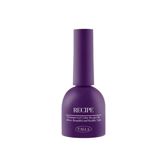 A vibrant and luminous purple nail polish bottle from the VALLA Solid 100 Non-Wipe Color Collection, featuring a long and slim design for smooth and precise application. The color appears deeply pigmented, promising a vivid and long-lasting finish in a single coat. This carefully curated shade is part of VALLA's extensive 100-color collection, offering nail enthusiasts a wide range of hues to explore and express their personal style.