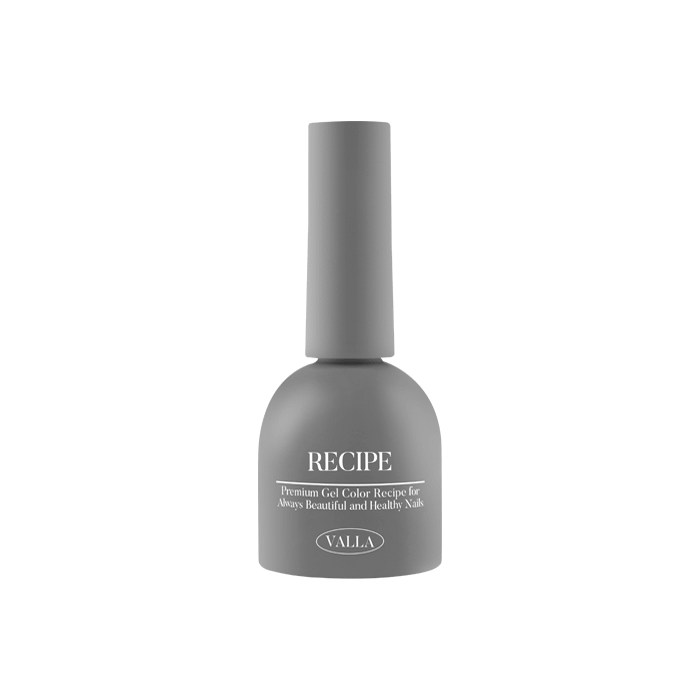 A visually striking bottle of VALLA's Solid 100 Non-Wipe Color Collection gel polish, featuring a sleek and minimalist design with the brand name prominently displayed. The product offers a wide range of 100 carefully curated colors in a smooth, vivid, and long-lasting formula that requires only a single coat for full coverage.