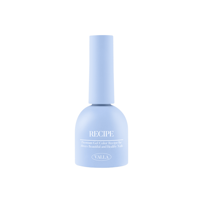 A single bottle of VALLA's Solid 100 Non-Wipe Color Collection gel polish. The bottle features a sleek, minimalist design with the brand name 'VALLA' prominently displayed. The product boasts a smooth and vivid application with one-coat coverage, providing a non-wipe finish in a wide range of carefully curated colors.