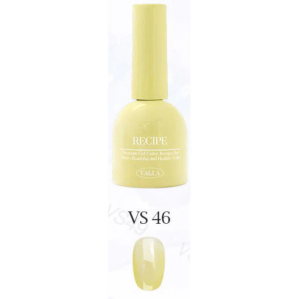 Vibrant and luminous yellow-toned nail polish bottle from the Valla Summer Glow collection, featuring a neon color and a sleek, minimal design. The product description highlights the convenience of the 10ml bottles and the quick 1-2 minute cure time under UV or LED light, making it an ideal choice for a summer glow manicure.