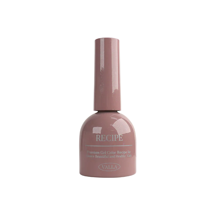 Elegant glass nail polish bottle in the VALLA Dewy Collection featuring a sleek, modern design and a vibrant, lush pink-toned shade for a smooth, high-quality magnetic gel manicure.