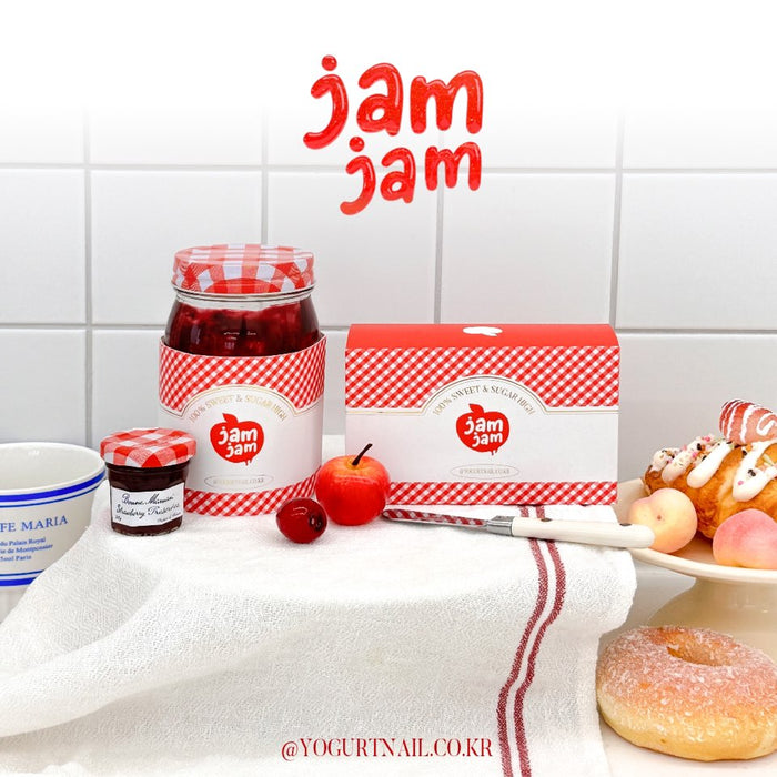 Vibrant and enticing jam products from the YOGURT JAM JAM Collection, showcasing 8 pieces of syrupy, glittery fruit gels that shimmer and shine like lip gloss, delivering a delightful and juicy experience.