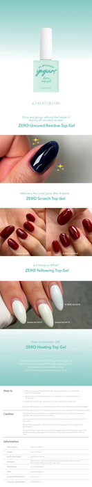 Elegant and shine-boosting YOGURT Zero Top Gel, an essential nail care product that delivers a professional salon-like finish. Formulated for easy application and long-lasting durability, this top gel enhances the natural beauty of nails while providing a protective, high-gloss coating. Ideal for Shopify customers seeking a premium, hassle-free nail care solution.