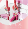 A close-up image of the "BY MUSE 40 pcs" Shopify product, showcasing the vibrant, pink-toned syrup gel collection. The product includes 32 syrup gels and 8 tinted syrups, with a HEMA-free formula curable with 60s UV/LED. The image prominently displays the "BY MUSE" branding and product name, highlighting the premium and artistic nature of the collection.