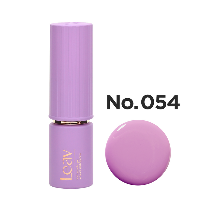 Vibrant lavender-colored LEAV Color Gel LVN054 nail polish bottle, a premium Shopify product offering a rich, long-lasting gel formula that can vary in hue depending on monitor settings and lighting effects.