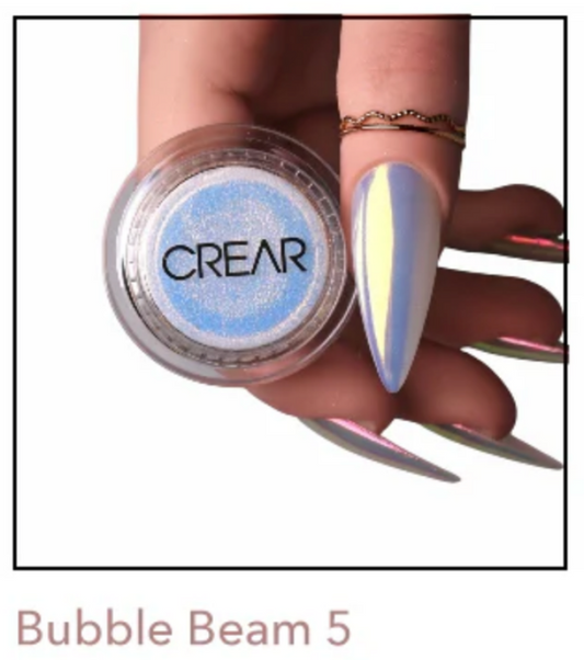 CREAR - Bubble Beam Mirror Powder 5.Light sky blue with cream gold shimmer - Nail Art