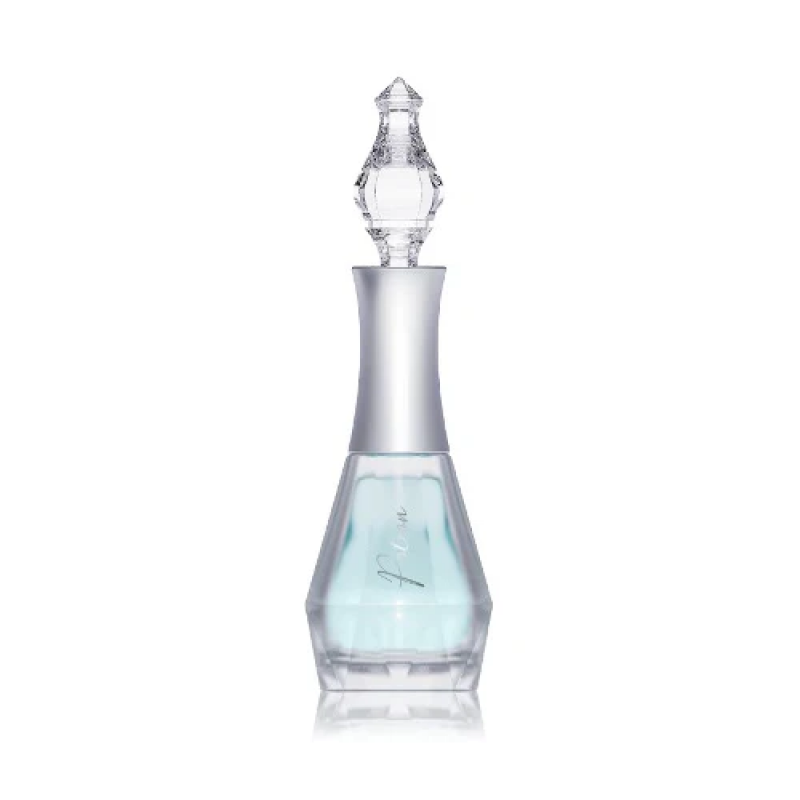 The DGEL Marine Potion bottle is elegantly designed with a tall, slender shape and a clear glass body that showcases the vibrant blue-green liquid within. The tapered neck and intricately detailed glass stopper add a touch of sophistication, perfectly complementing the product's luxury skincare positioning. This captivating image highlights the DGEL brand's commitment to delivering high-quality, nourishing nail care solutions.