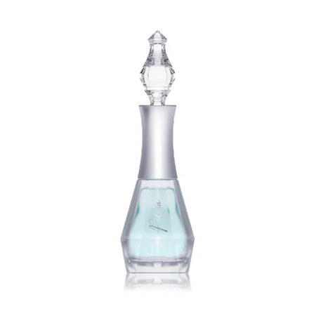 The DGEL Marine Potion bottle is elegantly designed with a tall, slender shape and a clear glass body that showcases the vibrant blue-green liquid within. The tapered neck and intricately detailed glass stopper add a touch of sophistication, perfectly complementing the product's luxury skincare positioning. This captivating image highlights the DGEL brand's commitment to delivering high-quality, nourishing nail care solutions.