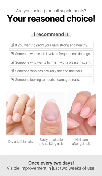 A visually appealing and informative image showcasing the benefits of using the DGEL Marine Potion to nourish and revitalize damaged, dry, and thin nails, providing a comprehensive solution for those seeking to improve the health and appearance of their nails.