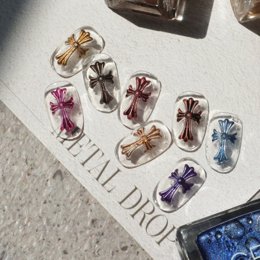 DGEL Liquid Metal Drop metallic nail art examples in eight shades