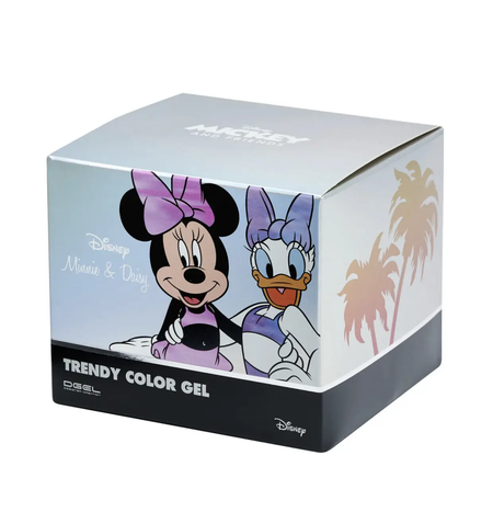 Vibrant and colorful Disney-inspired nail polish collection featuring the beloved characters Minnie Mouse and Daisy Duck, presented in an eye-catching product packaging design.