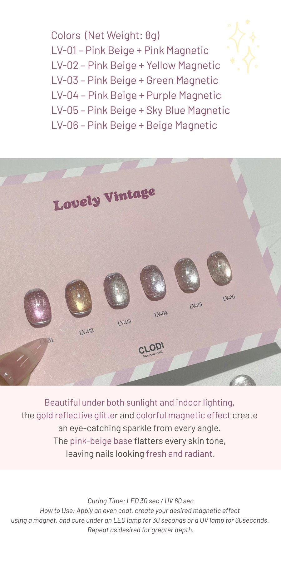 CLODI Lovely Vintage Magnetic Gel Set (6 Colours)