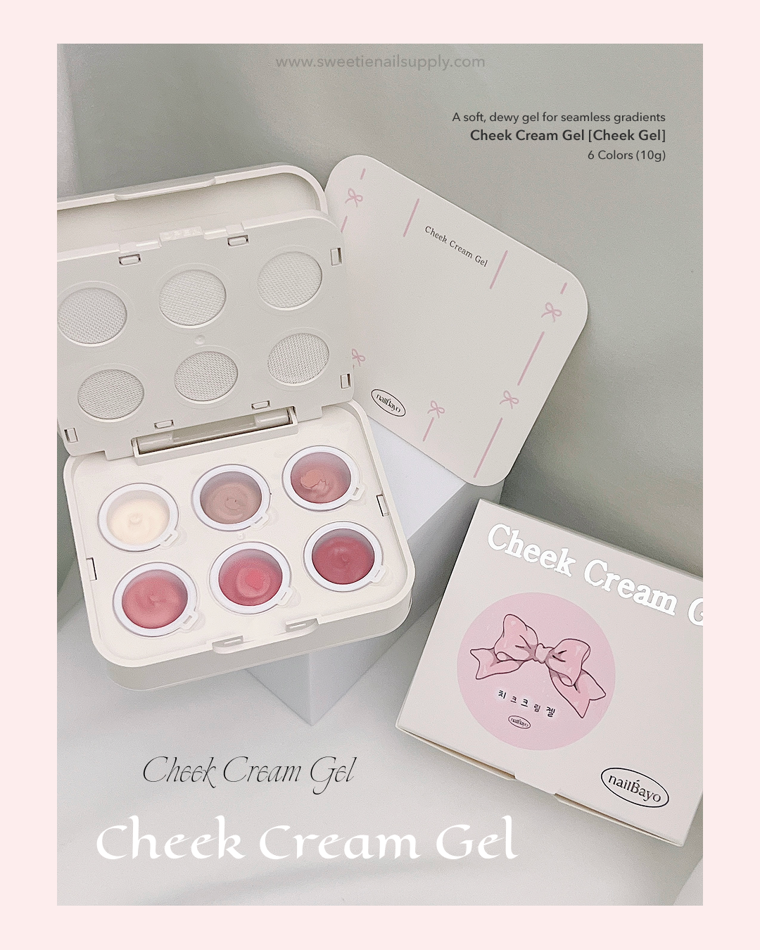 NAILBAYO Cheek Cream Gel Pink CK01–CK06 – 6-Colour Palette