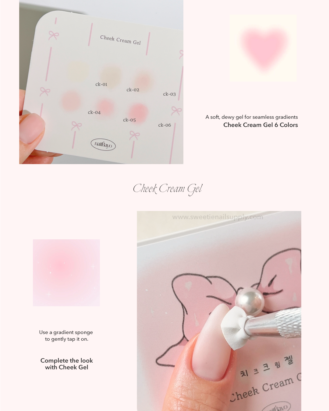 NAILBAYO Cheek Cream Gel Pink CK01–CK06 – 6-Colour Palette