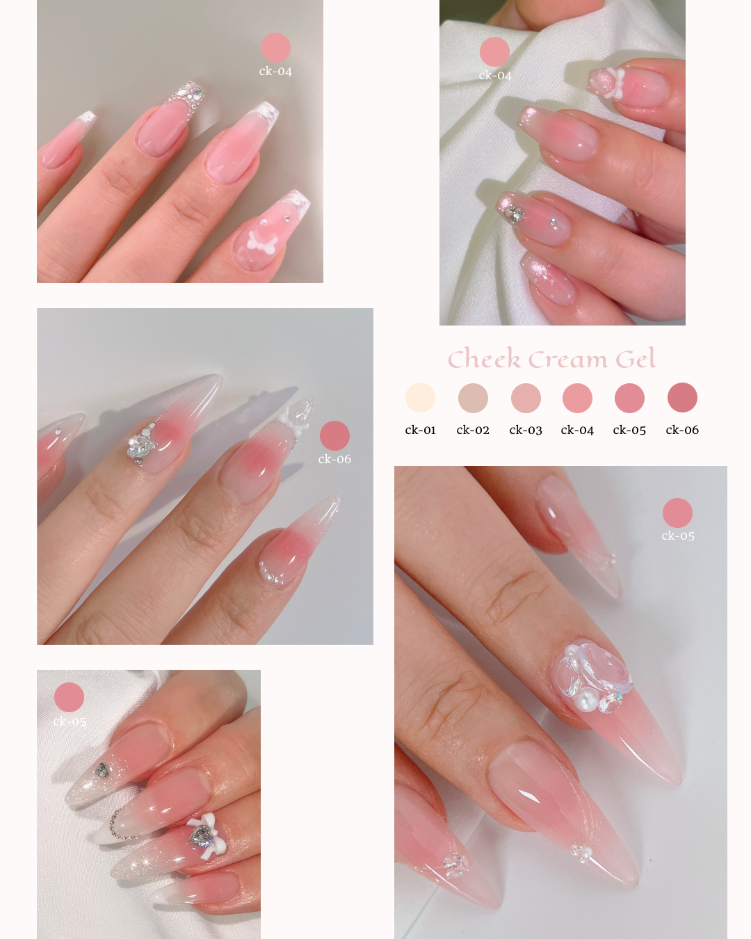 NAILBAYO Cheek Cream Gel Pink CK01–CK06 – 6-Colour Palette