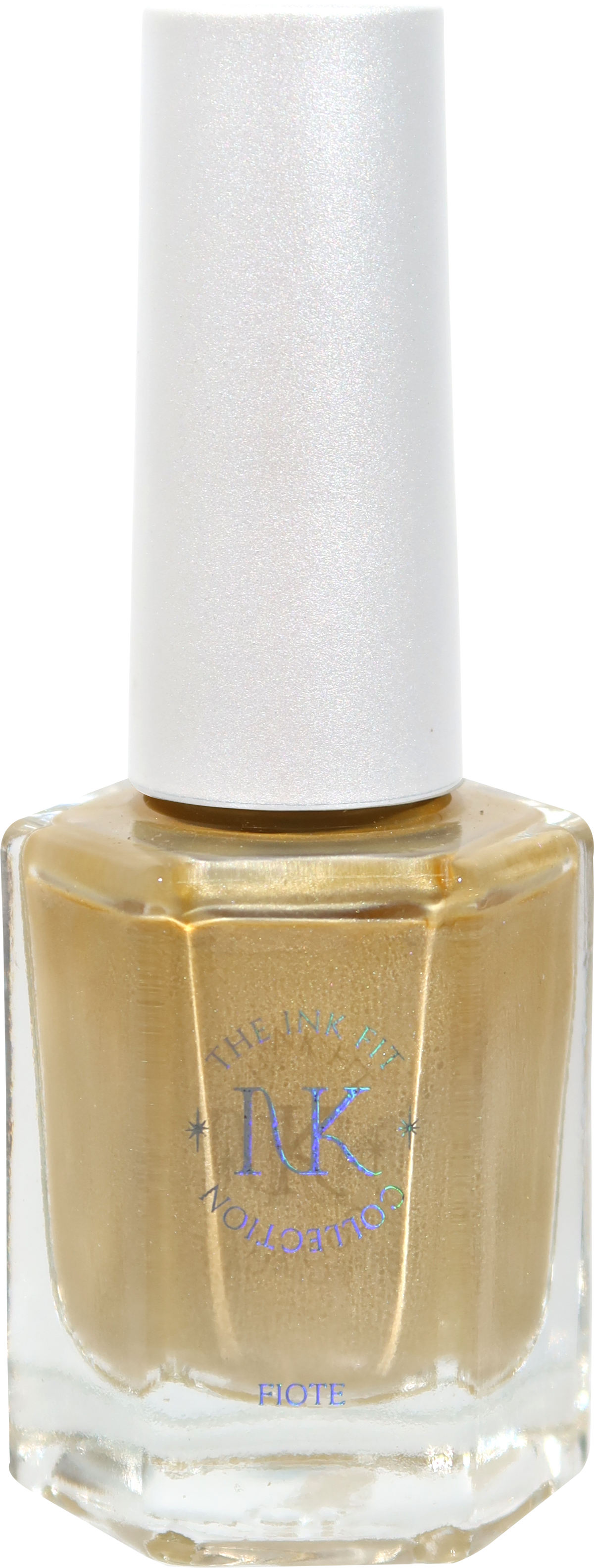 FIOTE The Ink Fit Haze five-piece collection: Antique Gold IKM07 bottle close-up. This shade is included in the full five-piece set.