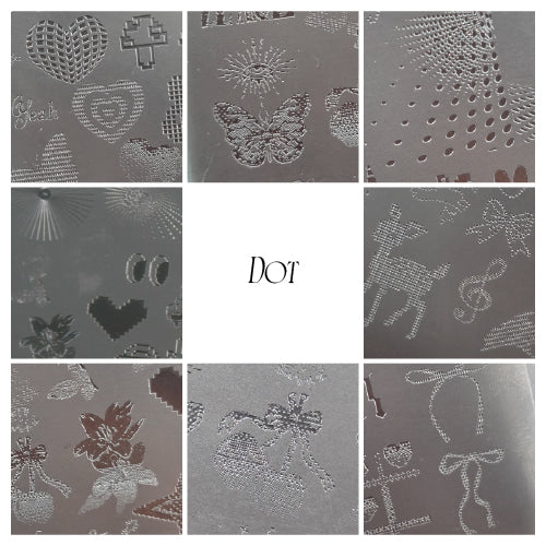 FIOTE Dot stamping plate: close-up of the engraved patterns. Official FIOTE product image.