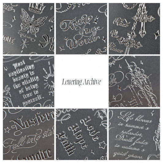 FIOTE Lettering Archive Stamping Plate — square engraved design details.