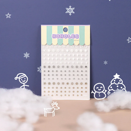 Embossed winter-themed sticker decals with a variety of textured snowflake designs, perfect for adding a cozy, festive touch to any nail art or manicure, as described in the Hoholee product details. This image showcases the diverse range of sticker options available in the Hoholee Emboss Sticker HOS05 collection, highlighting the brand's commitment to providing high-quality, creative nail care solutions.