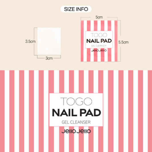 Jello Jello To Go Nail Pad - 100 gel cleanser nail pads in a box, made in Korea, providing a convenient and effective solution for nail care and maintenance.