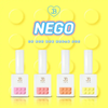 8 vibrant color gel nail polishes in pastel neon shades from the JIN.B NEGO Collection, featuring a swatch card and 1-coat high pigmentation formula that cures in 60 seconds under UV/LED light.