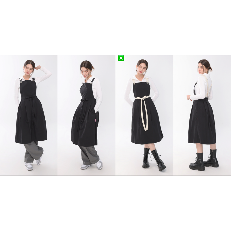 K.BLANC Suspender Onepiece Apron Black / Beige - Apron