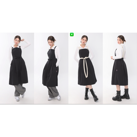K.BLANC Suspender Onepiece Apron Black / Beige - Apron