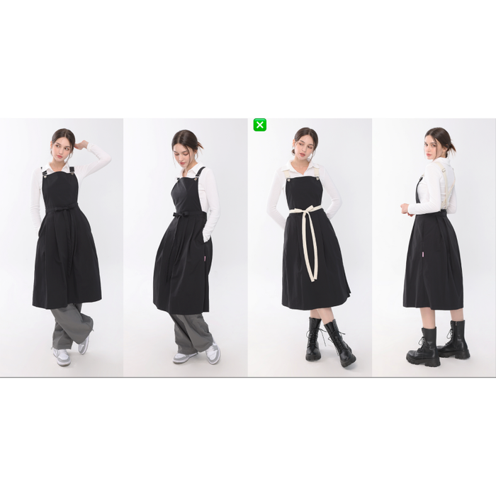 K.BLANC Suspender Onepiece Apron Black / Beige - Apron