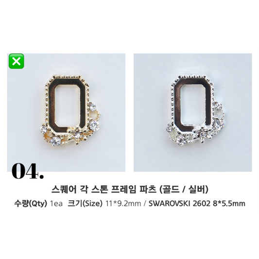 MAKE.N Bundle Crystal Bouquet Frame including Swarovski Stones - 2pcs (08-4Gold) - Nail Art
