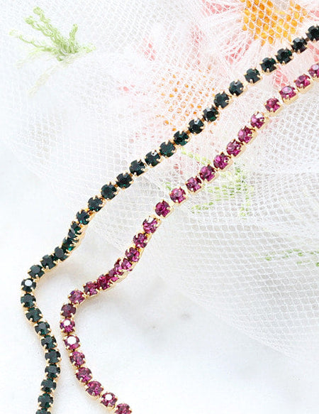 MAKE.N Nail Chain09-2 - Mini Cubic Chain 1.5mm Vivid - Pink (10cm) - Nail Art
