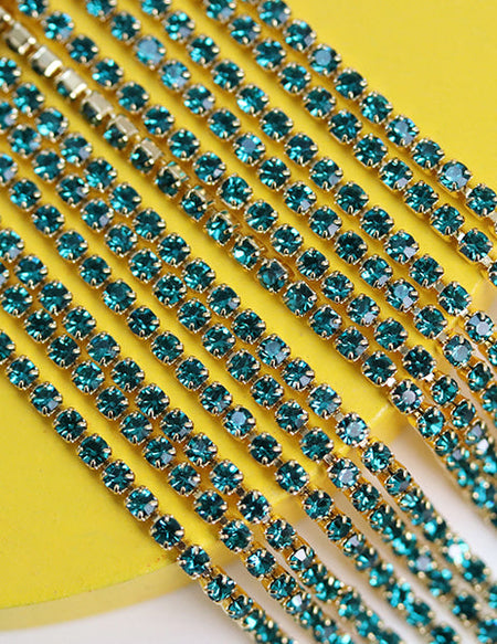 MAKE.N Nail Chain19-1 - Mini Cubic Chain 1.5mm Blue Zircon (10cm) - Nail Art