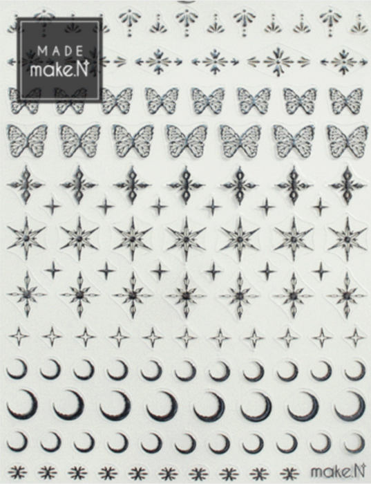MAKE.N Nail Sticker05-1 - Metal Universe Stickers Butterfly Gold - Nail Art