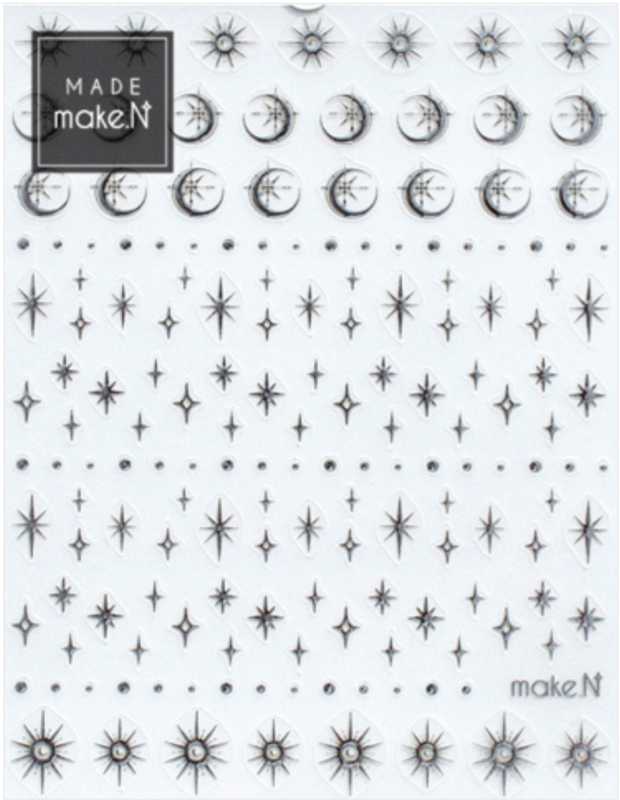 MAKE.N Nail Sticker05-4 - Metal Universe Stickers Moon Silver - Nail Art