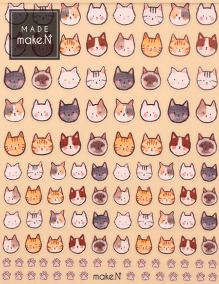 MAKE.N Nail Sticker22 - Neko Stickers (Cats) - Nail Art