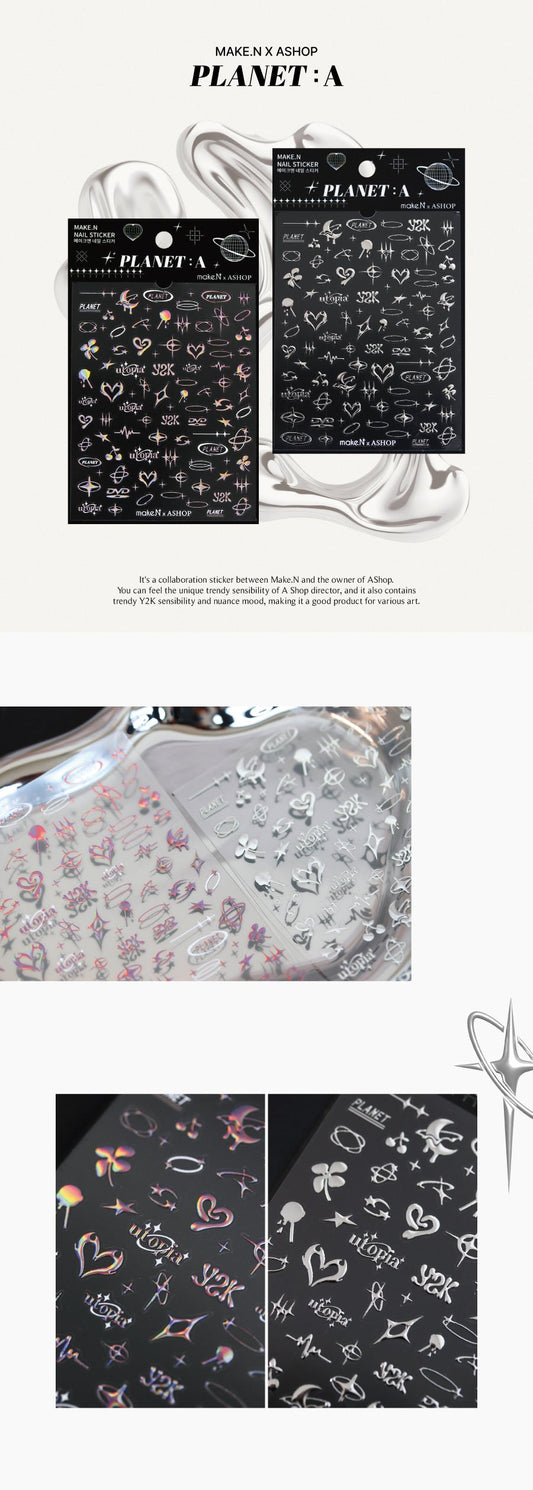 MAKE.N Nail Sticker48-silver - Make.N x AShop Planet A - Nail Art