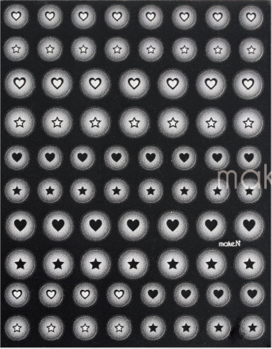 MAKE.N Nail Sticker51-4 Real Cheek Nail Sticker - Hearts Type - White - Nail Art