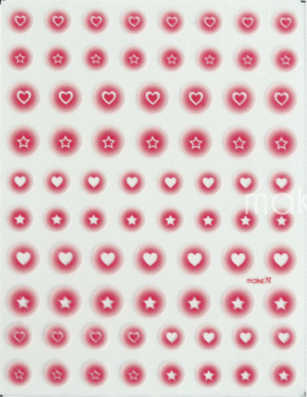 MAKE.N Nail Sticker51-5 Real Cheek Nail Sticker - Hearts Type - Red - Nail Art