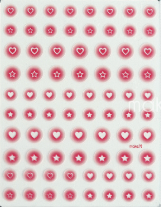 MAKE.N Nail Sticker51-5 Real Cheek Nail Sticker - Hearts Type - Red - Nail Art