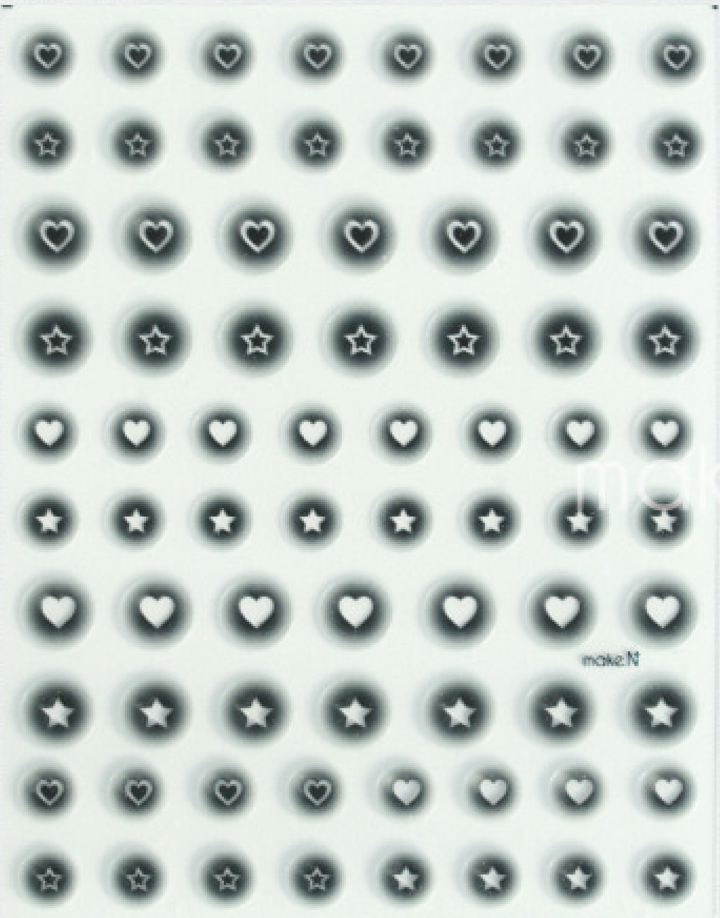 MAKE.N Nail Sticker51-6 Real Cheek Nail Sticker - Hearts Type - Black - Nail Art