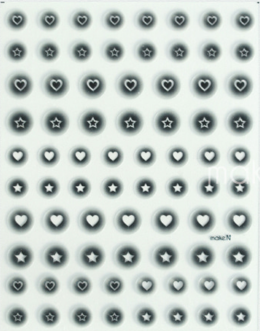 MAKE.N Nail Sticker51-6 Real Cheek Nail Sticker - Hearts Type - Black - Nail Art