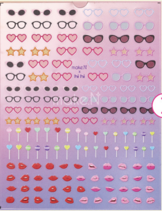 MAKE.N Nail Sticker52-1 Teen Sticker Sunglasses and Lips - Nail Art