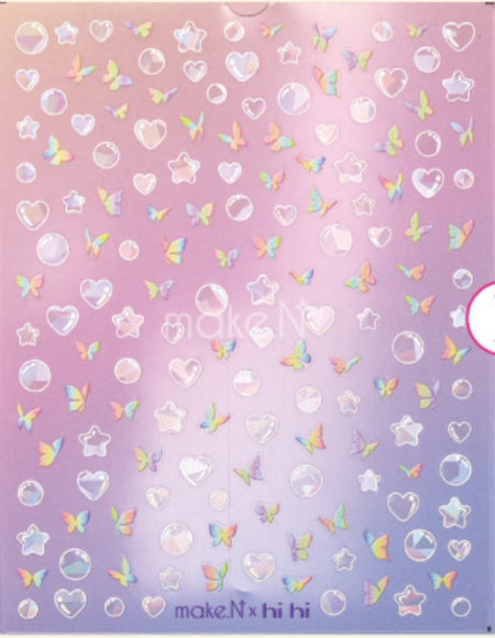 MAKE.N Nail Sticker52-2 Teen Sticker Bubbles and Butterflies - Nail Art